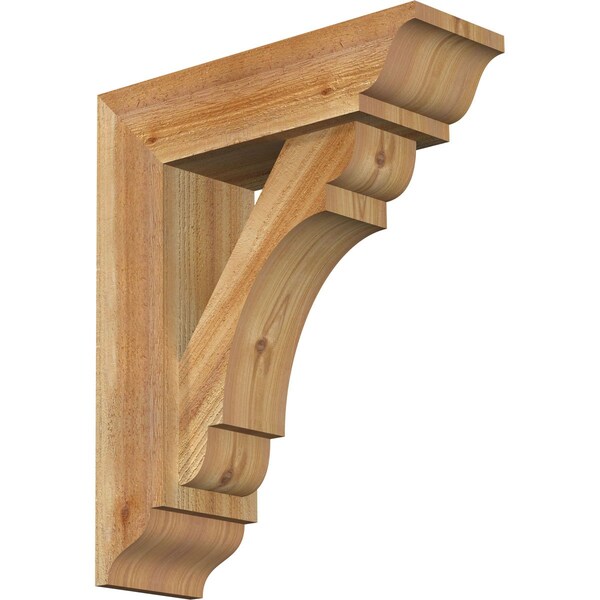 Ekena Millwork Olympic Traditional Rough Sawn Bracket w/ Offset Brace, Western Red Cedar, 6"W x 18"D x 22"H BKT0604X18X22OLY01RWR - main
